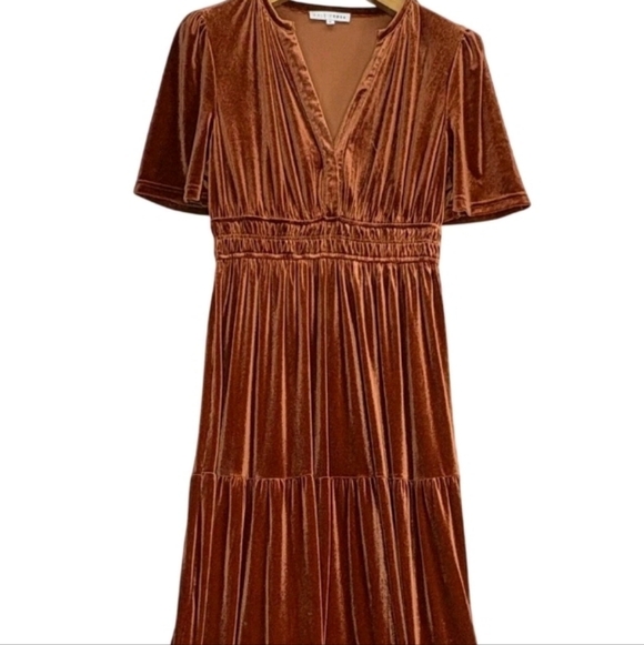 BALTIC Born Artemis Velvet Tiered Maxi Dress Dark Spice RUST BRONZE Boho XL - Picture 11 of 11